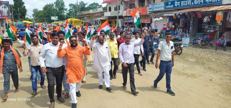 भाजपा का हर तिरंगा घर-घर तिरंगा कार्यक्रम में 30 मीटर का तिरंगा यात्रा